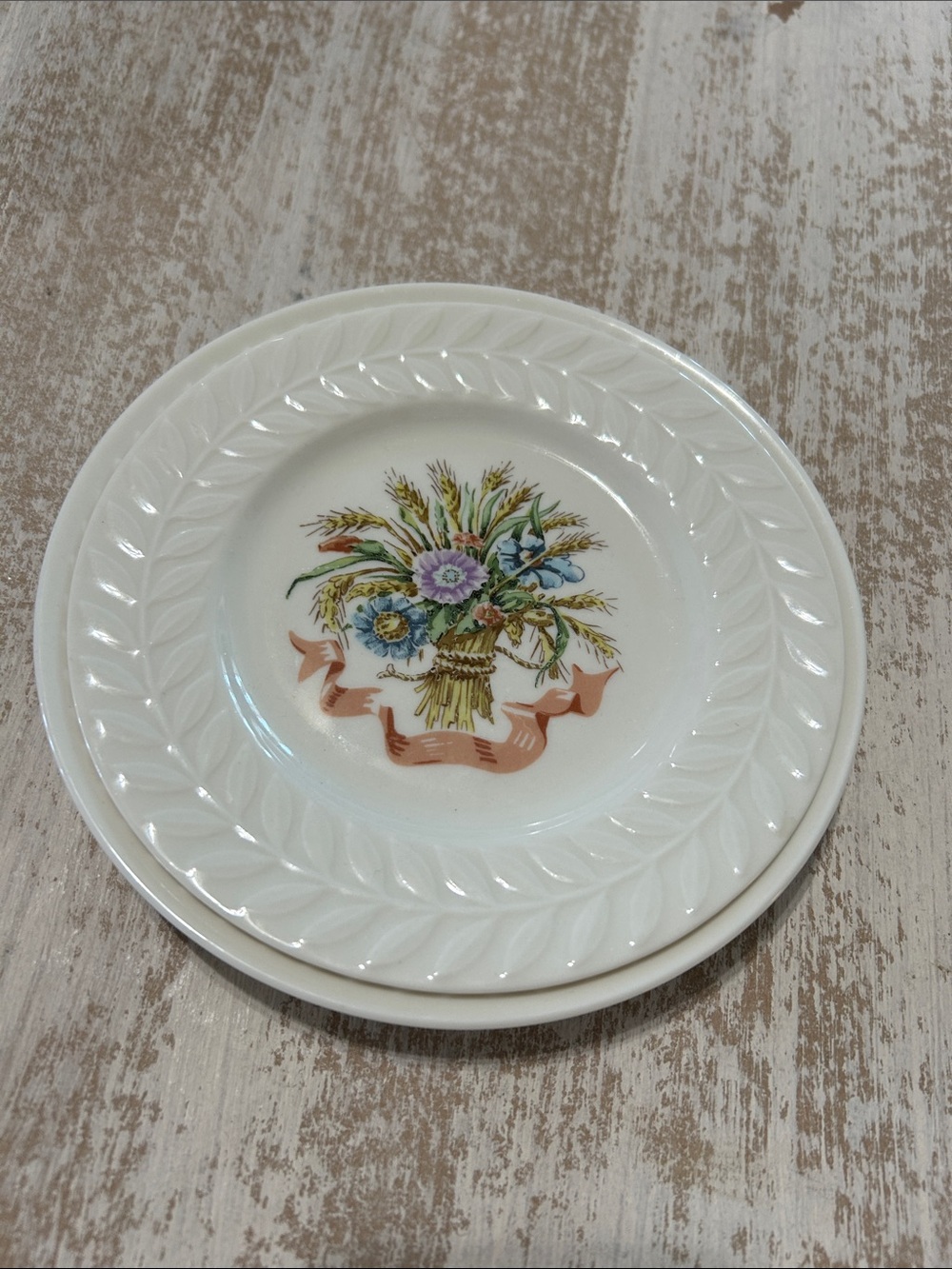 Haviland White Floral Bouquet Ceramic Plates